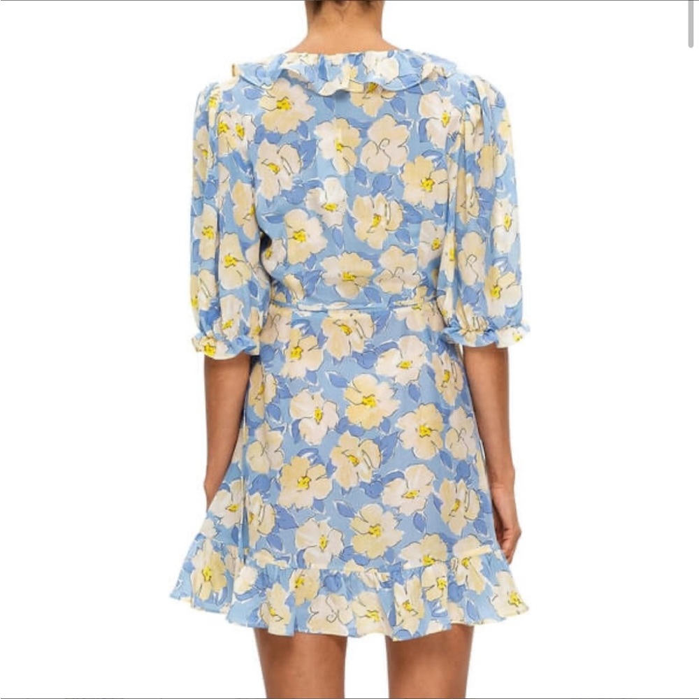 Rixo Nina Azelea Bloom Silk Mini Wrap Dress - Picture 3 of 10